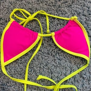 hot pink and yellow bikini